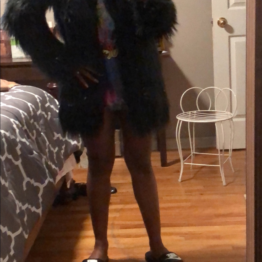 Faux fur coat black pretty little thing